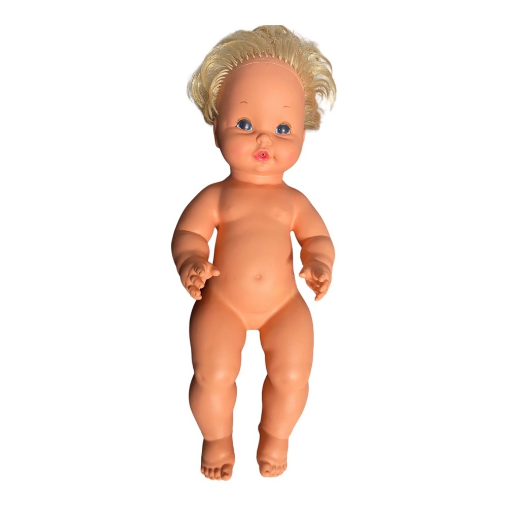 Vintage 1969 Mattel Baby Tenderlove Rubber Baby Doll Drinks and Wets 16” Blonde